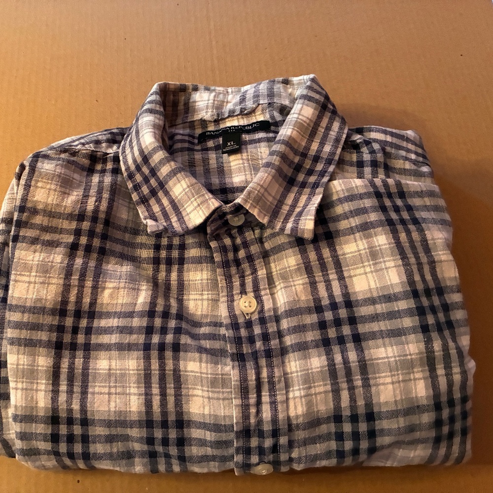 A lovely linen blend black and white dress casual shirt